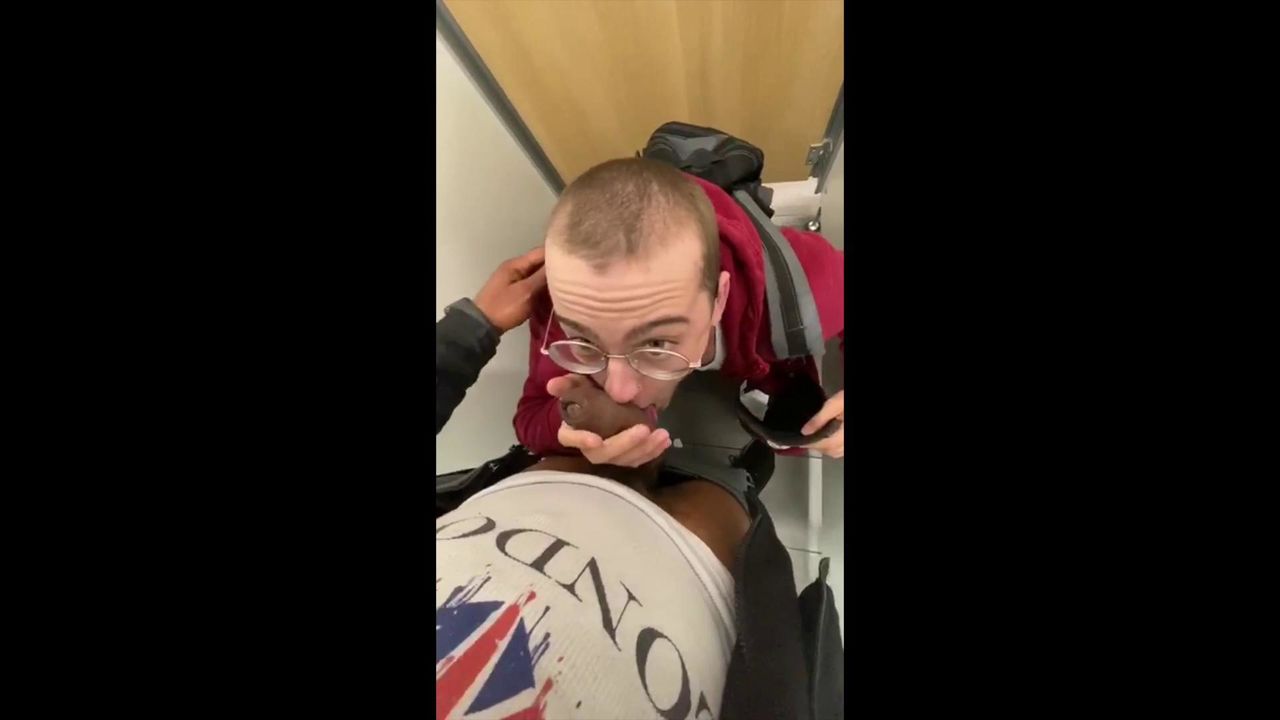 Sucking Curtis Edward's Big Dick in Public Bathroom