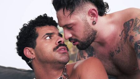 Evan Stretched wide by Two Hung Men — Pits Sniffed, Holes Filled, Cum Shared